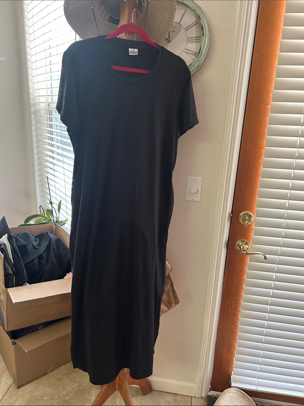 Black Maxi T-Shirt Dress - Women